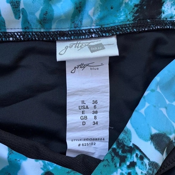 Gottex Swim Bikini Bottom Animal Print Banded Black Blue Size 6 - Picture 4 of 5